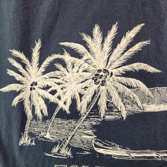 Tommy Hilfiger Hawaiian Shirt Mens Medium Blue Palm Trees Vintage Beach VTG - Picture 8 of 16